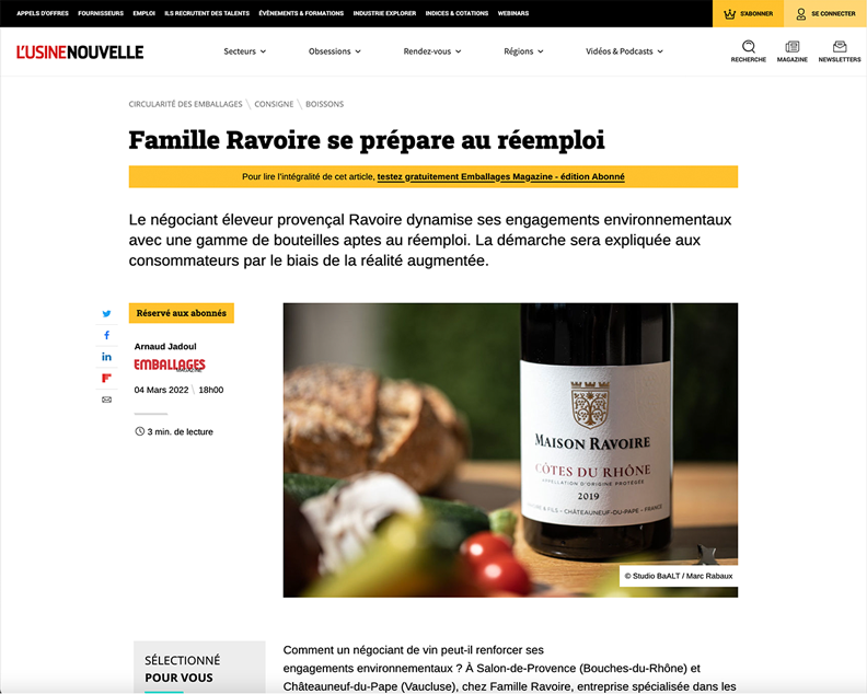 Famille Ravoire launches reuse, an approach explained in augmented reality!