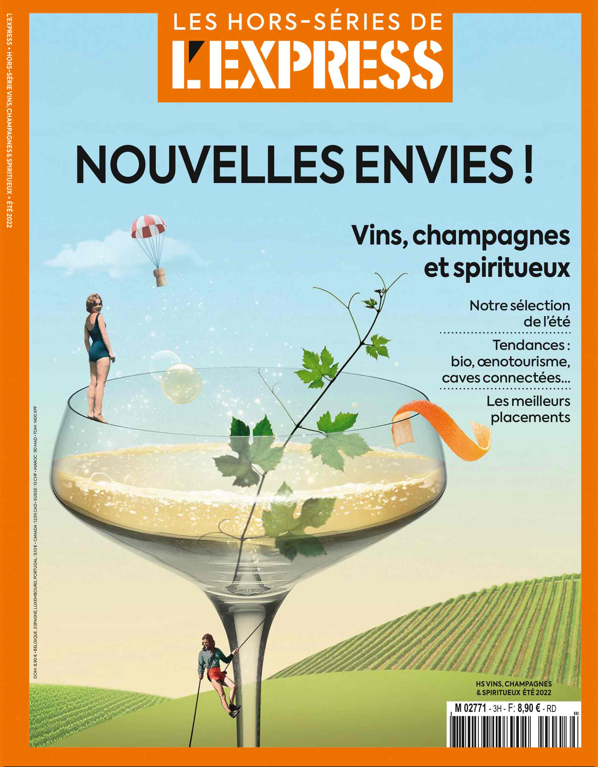 « NOUVELLES ENVIES » Couverture L’Express Hors-Série Vins Champagnes & Spiritueux Juin 2022