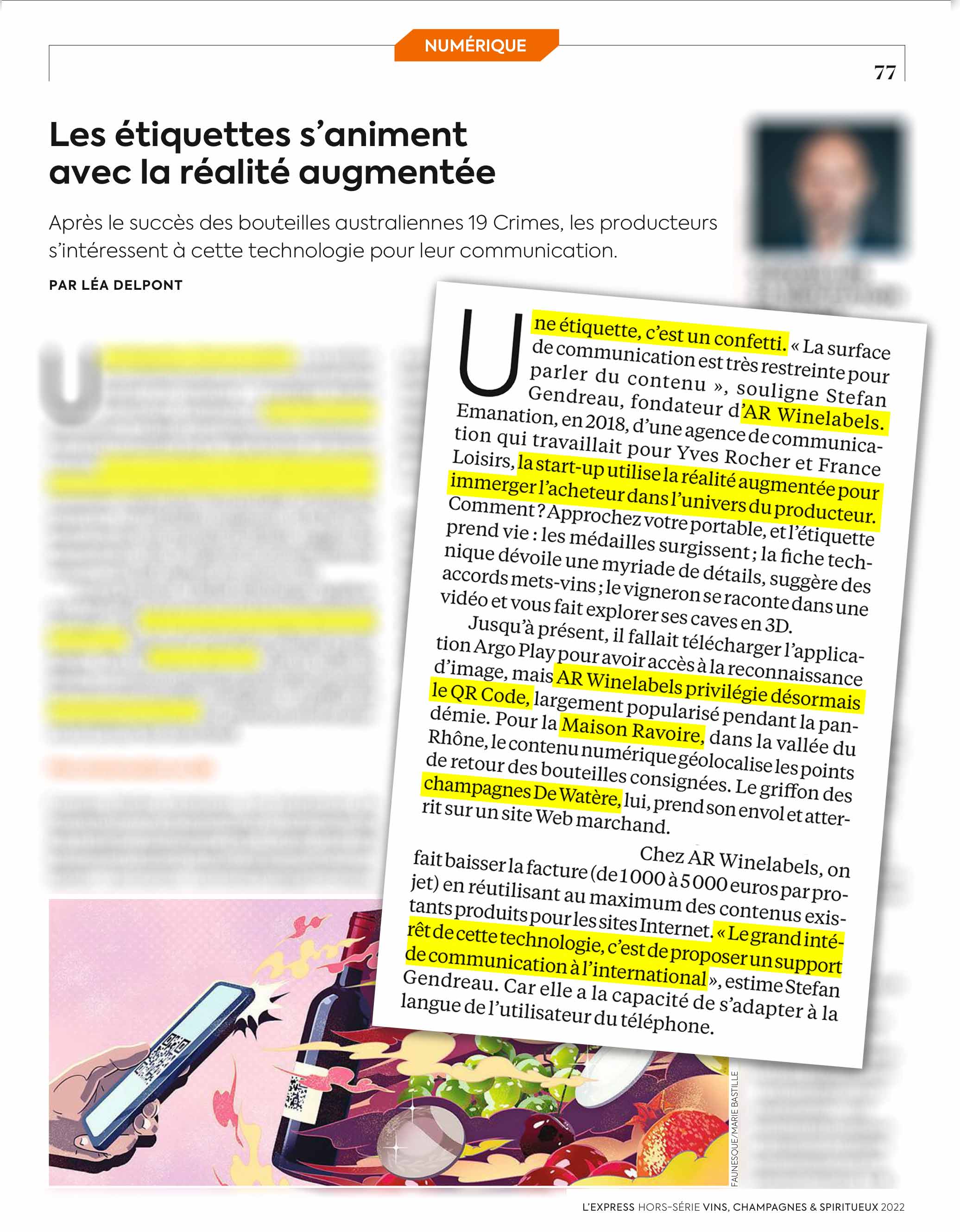 ARwinelabels and Stefan Gendreau in L'Express Hors-Série Vins Champagnes & Spiritueux June 2022