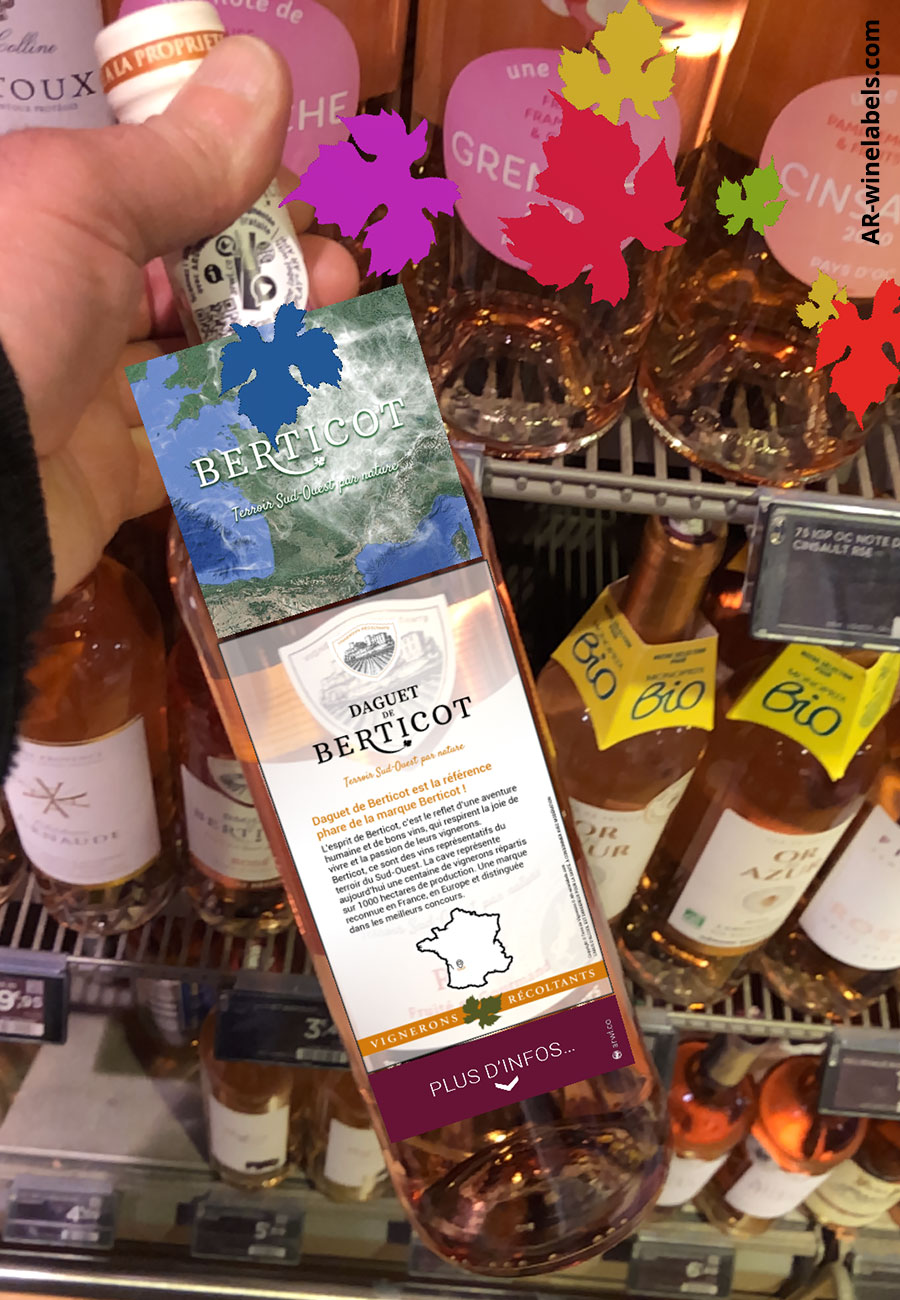 Available in Monoprix, Berticot’s Daguet
  cuvées accessible in Augmented Reality via the ARGOplay application invite
  consumers to discover original digital content communicating the values of
  the Côtes de Duras and the South-West.