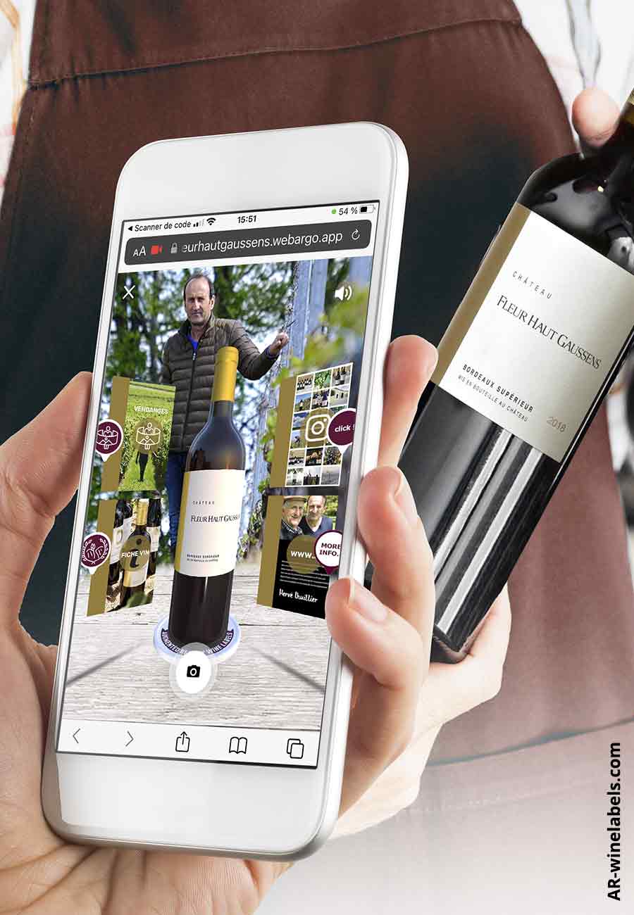 Château Fleur Haut Gaussens, Bordeaux Supérieur Rouge is now
  accessible in Augmented Reality by a simple flash of its QRcode. Discover Hervé
  L'Huillier winemakers owner in Vérac during the harvest, at the winery but
  also the other cuvées of the Château… Interact on Instagram and more…