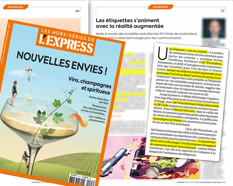 ARwinelabels est cité dans L’Express Hors-Série Vins, Champagnes & Spiritueux Juin 2022